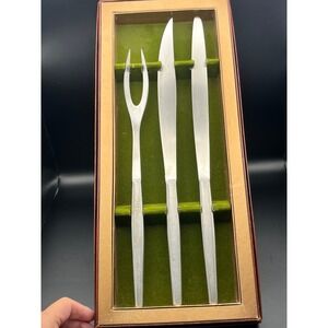 Vtg Kalmar Designs Italy Carving Knife Fork Set Stainless Steel Boxed Set MCM